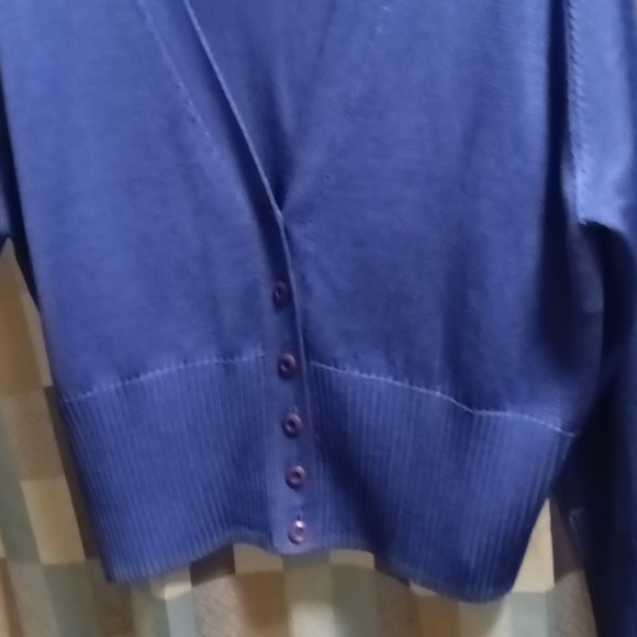 FINAL PRICE CARLISLE100% silk purple l/s v-neck cardigan w ribbed hem/cuffs XXL - Picture 4 of 11